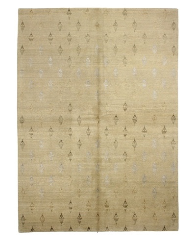 Bashian Fine Tibetan with Silk Rug, Beige, 5' 8 x 7' 10