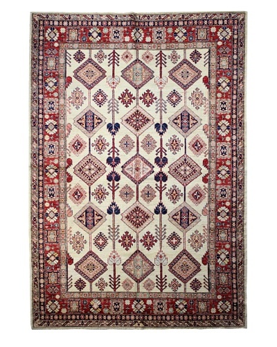 Bashian Fine Kazak Rug, Ivory, 6′ x 8′ 7″