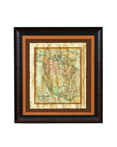 Bassett Mirror Distressed Map I Framed Print