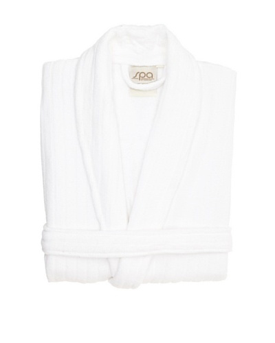 Famous International Terry Rib Robe, White