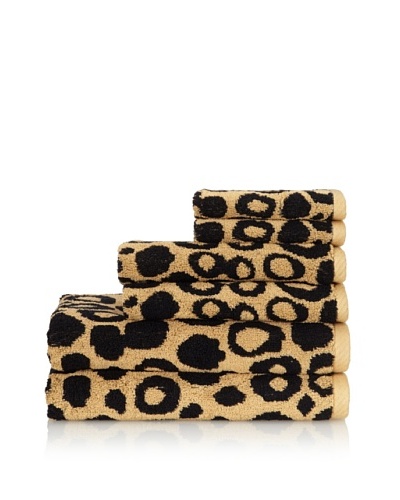 Famous International Leopard 6 Piece Towel Set, Gold/Black