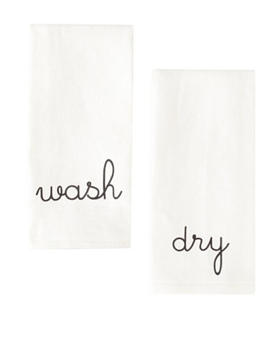 Chateau Blanc Set of 2 Sonoma Hand Towels, Off-White/Black, 15″ x 22″