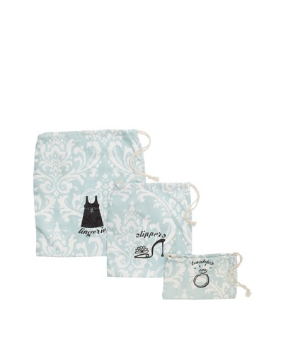 Chateau Blanc Set of 3 Sonoma Printed Bags, Aqua/White