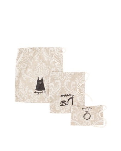 Chateau Blanc Set of 3 Kingston Printed Bags, Neutral