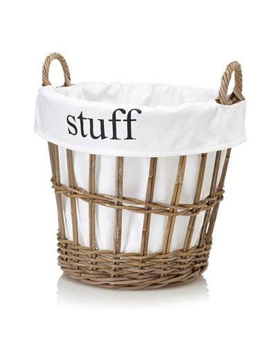 Chateau Blanc Nantucket Large Rattan Basket, Brown/White