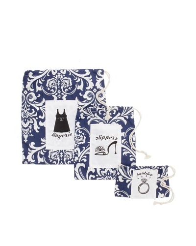 Chateau Blanc Set of 3 Nantucket Printed Bags, Navy/White