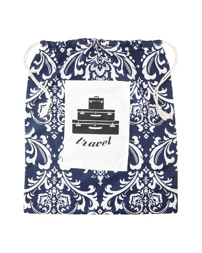 Chateau Blanc Nantucket Extra Large Printed Drawstring Bag, Navy/White, 20 x 25