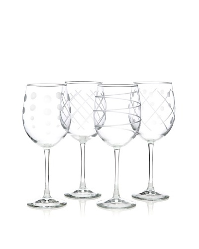 Susquehanna Glass 4-Piece Cut-Glass Barware Set of Mixed Wine Glasses