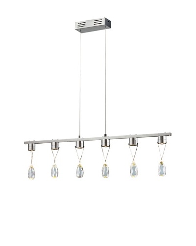 Bel Air Lighting Bejeweled 6-Crystal LED Drop Pendant, Polished Chrome