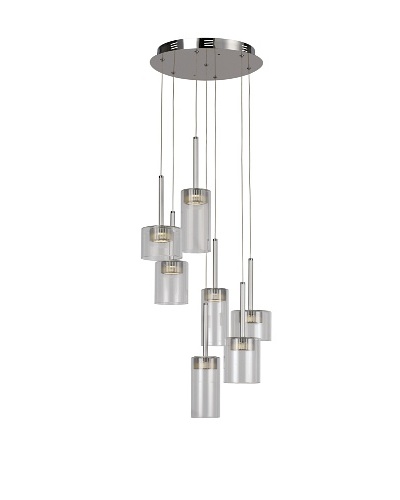 Bel Air Lighting LED Spot 7-Light Spiral-Drop-Pendant, Polished Chrome