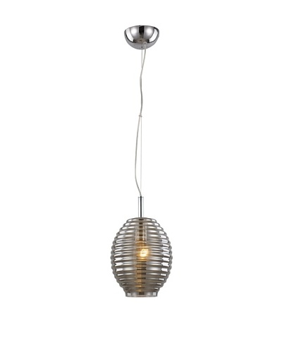 Bel Air Lighting Bee Hive 8″ Drop Pendant, Smoke/Polished Chrome