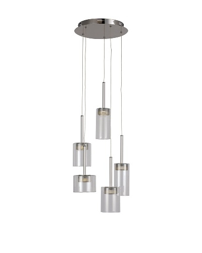 Bel Air Lighting LED Spot 5-Light Spiral-Drop-Pendant, Polished Chrome