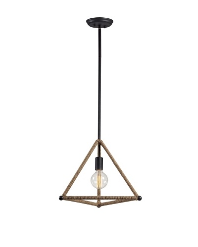 Bel Air Lighting Hemp Rope Black Triangle Pendant Light