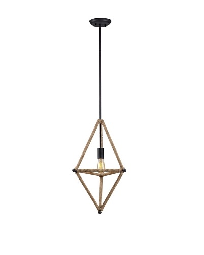 Bel Air Lighting Hemp Rope Black Diamond Pendant Light