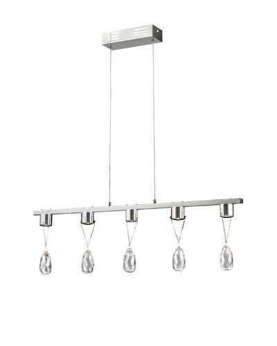 Bel Air Lighting Bejeweled 5-Crystal LED Drop Pendant, Polished Chrome