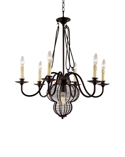 Bel Air Lighting French Basket Black 7-Light Chandelier