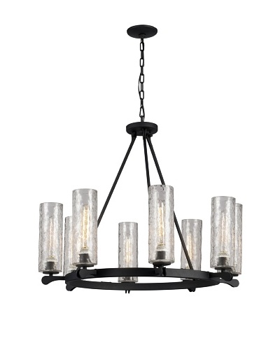 Bel Air Lighting Black Hammered Glass 8-Light Chandelier Wheel