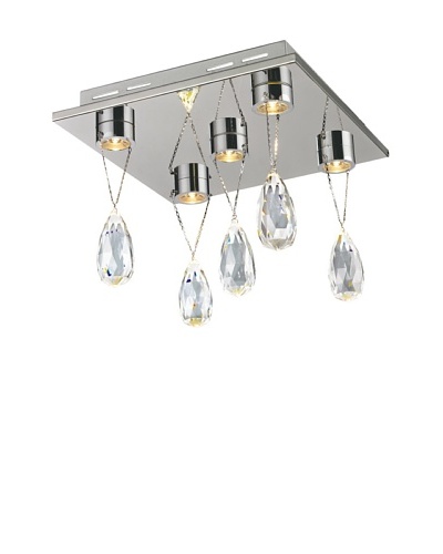 Bel Air Lighting Bejeweled 5-Crystal LED Flushmount, Polished Chrome