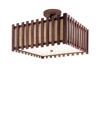 Bel Air Lighting 16″ Walnut Square Semi Flush-Mount Light