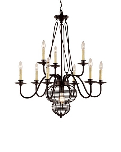 Bel Air Lighting French Basket Black 10-Light Chandelier