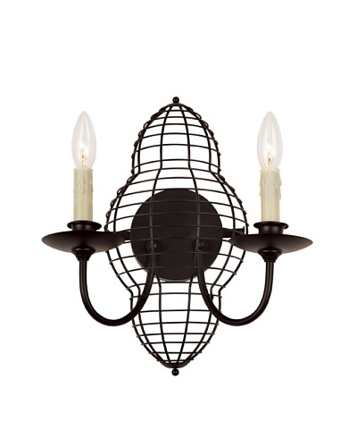 Bel Air Lighting French Basket Black 2-Light Wall Sconce