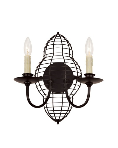 Bel Air Lighting French Basket Black 2-Light Wall Sconce