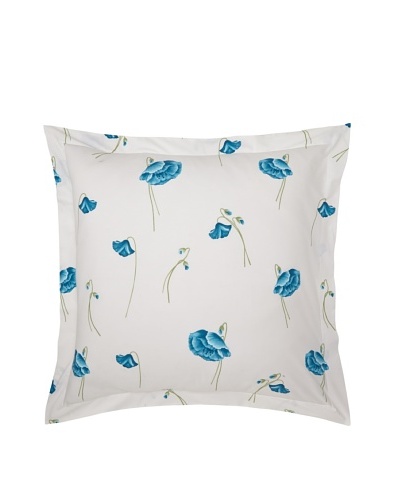 Bella Letto Papaveri Euro Sham, White/Turquoise