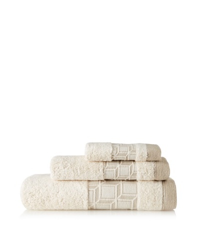 Belle Époque Blocks 3-Piece Towel Set, Linen/Ecru