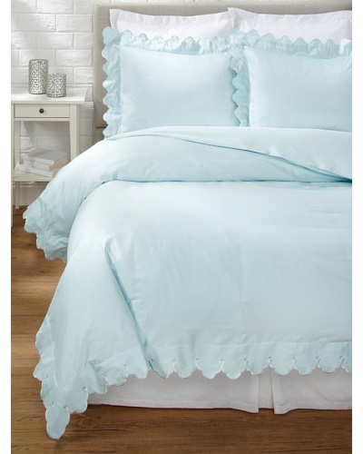 Belle Epoque Scalloped Embroidered Duvet Cover Set [Blue]