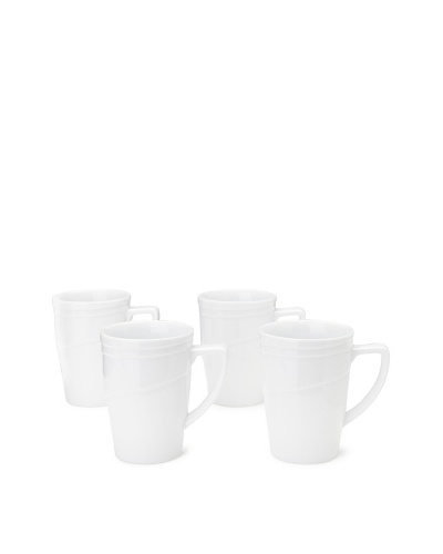 BergHOFF Set Of 4 Hotel Line Coffee Mugs, White, 13-Oz.