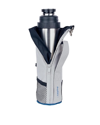 BergHOFF Orion 4-in-1 Vacuum Sports Flask, Silver/Black, 14-Oz.