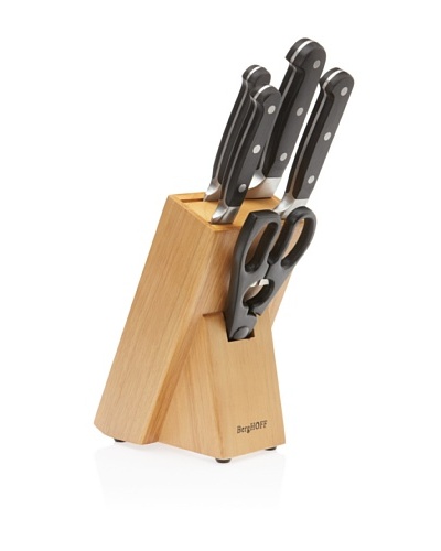 BergHOFF 6-Piece Forged Knife Set with Block, Silver/Black