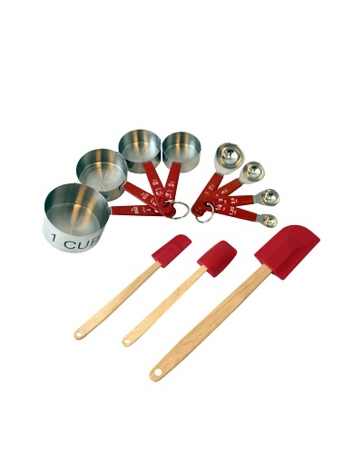 BergHOFF 11-Piece Utensil Set, Silver/Red