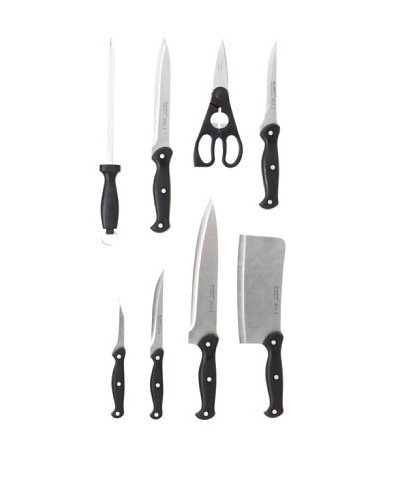 BergHOFF 9-Piece Knife Set with Folding Wrap, Silver/Black