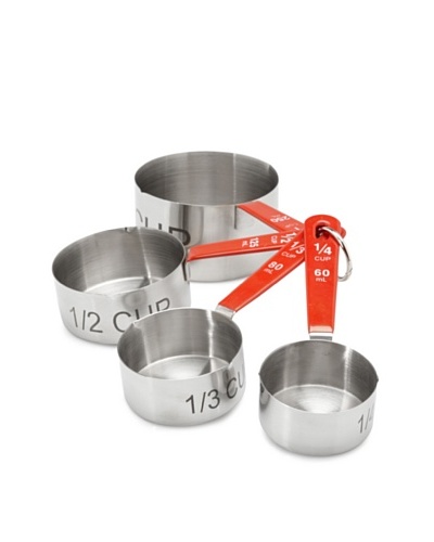 BergHOFF 4-Piece Stainless Steel Measuring Cup Set, Silver/Red