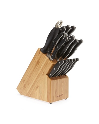 BergHOFF 15-Piece Forged Knife Set with Block,Silver/Black
