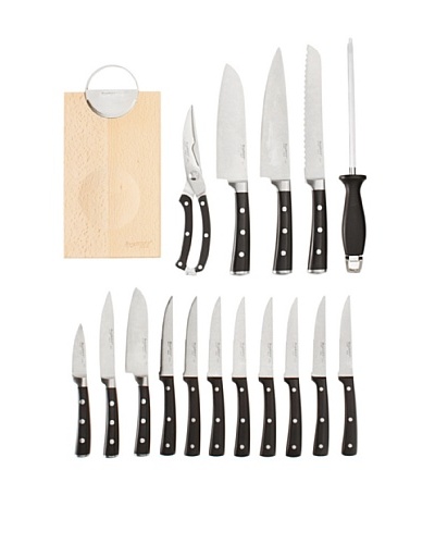 BergHOFF 19-Piece Knife Block Set, Silver/Black