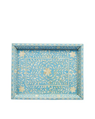 Bethel International Bone Hand Inlaid Tray, Blue