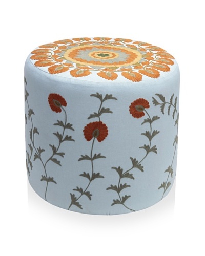 Better Living Collection Moonriver Round Ottoman [Cloud/Brick]