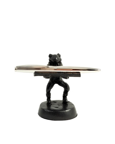 Bey-Berk Cast Metal Frog Pen Holder