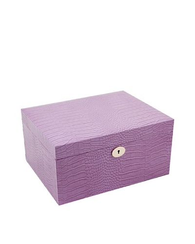 Bey-Berk Croc-Embossed Leather Jewelry Box, Pink