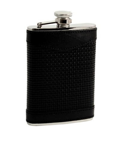 Bey-Berk Woven Leather Stainless Steel Flask, 8 Oz.