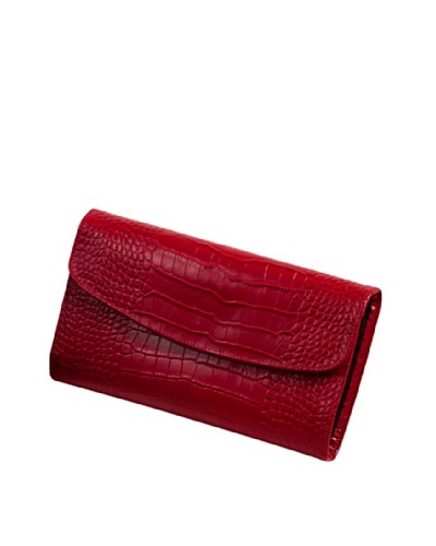 Leather Travel Jewelry Clutch, Red