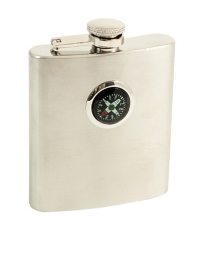 Bey-Berk Stainless Steel Compass Flask, 8 Oz.