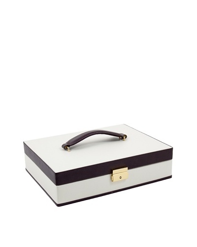 Bey-Berk Leather Jewelry Box, Ivory/Brown