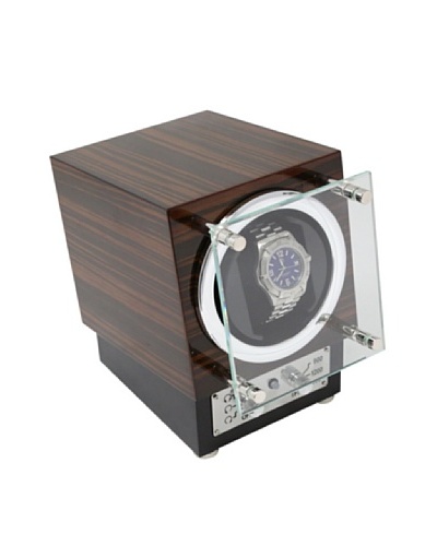 Bey-Berk Ebony Burlwood Watch Winder with Glass Door