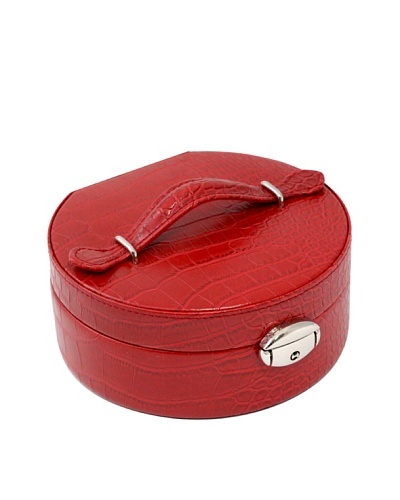 Bey-Berk Stamped Round Jewelry Box, Red