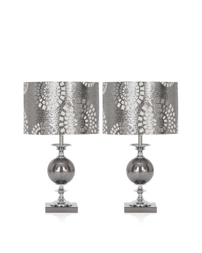 UMA Set of 2 Metal Glass Table Lamps