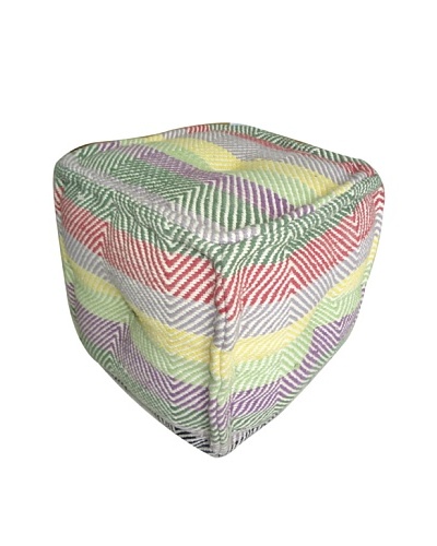 Boheme Collection Cotton Pouf, Cube, Multi