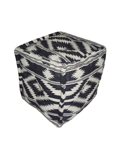 Boheme Collection Cotton Pouf, Cube, Black/ White